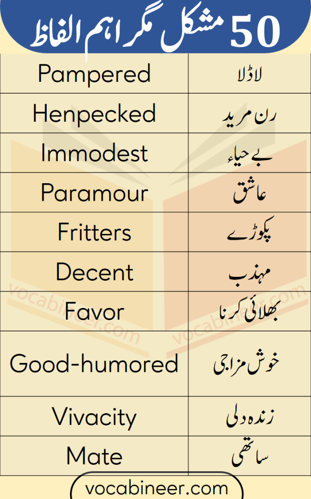 pamper synonym meaning in urdu