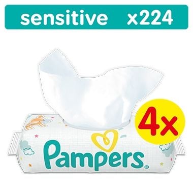 pampers sensitive chusteczki dla niemowląt 4 x 56 szt