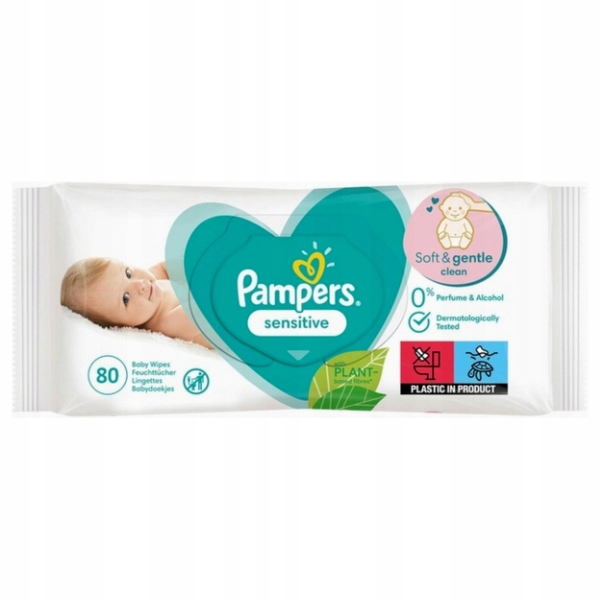 chusteczki nawilżane pampers sensitive w pudełku