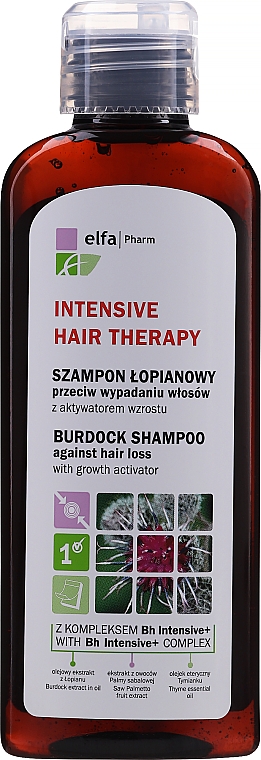szampon łopianowy przeciw wypadaniu włosów elfa pharm burdock shampoo