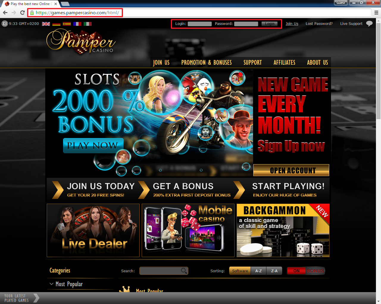 pamper casino mobile login