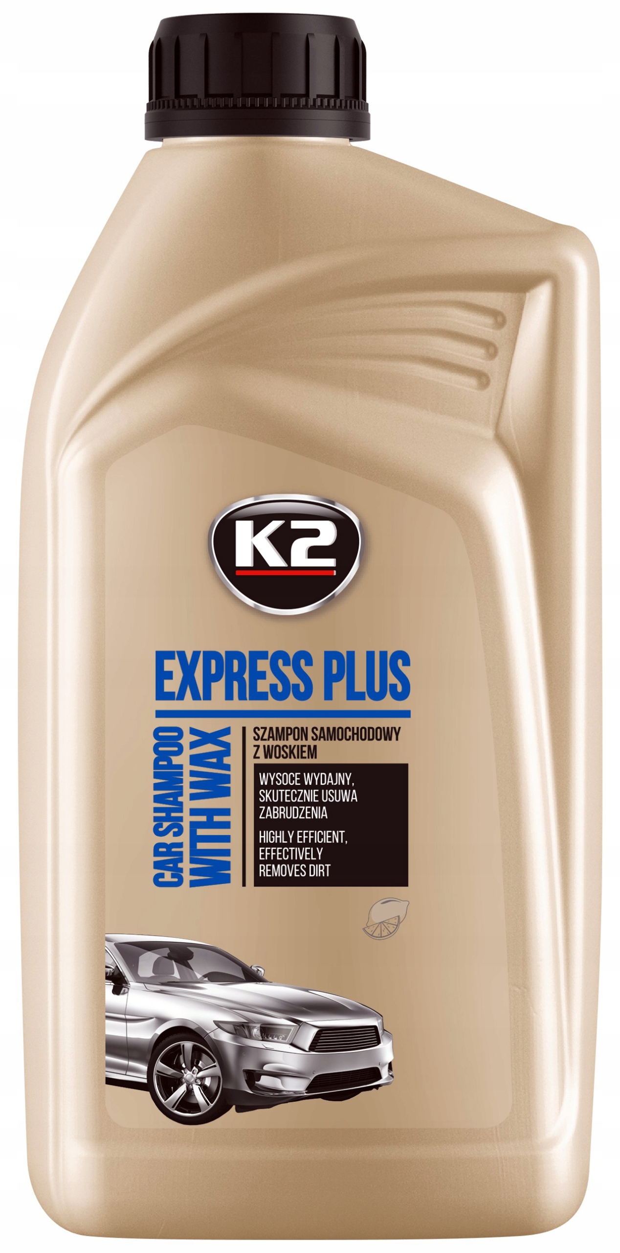 szampon z woskiem k2 w niebieskiej butelce do mycia aut