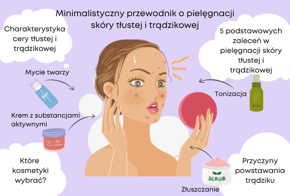 w przypadku skłonności do trądziku konieczna jest właściwa pielęgnacja skóry