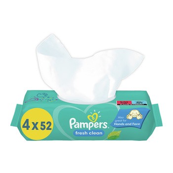 pampers chusteczki fresh clean dla niemowląt 4 x 52 szt