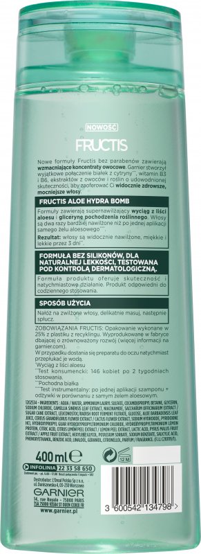 garnier fructis aloe hydra bomb szampon skład