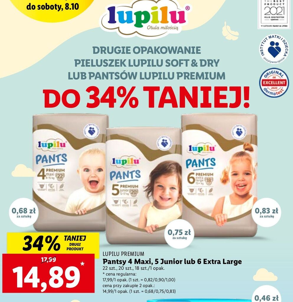 lidl pieluchomajtki lupilu cena