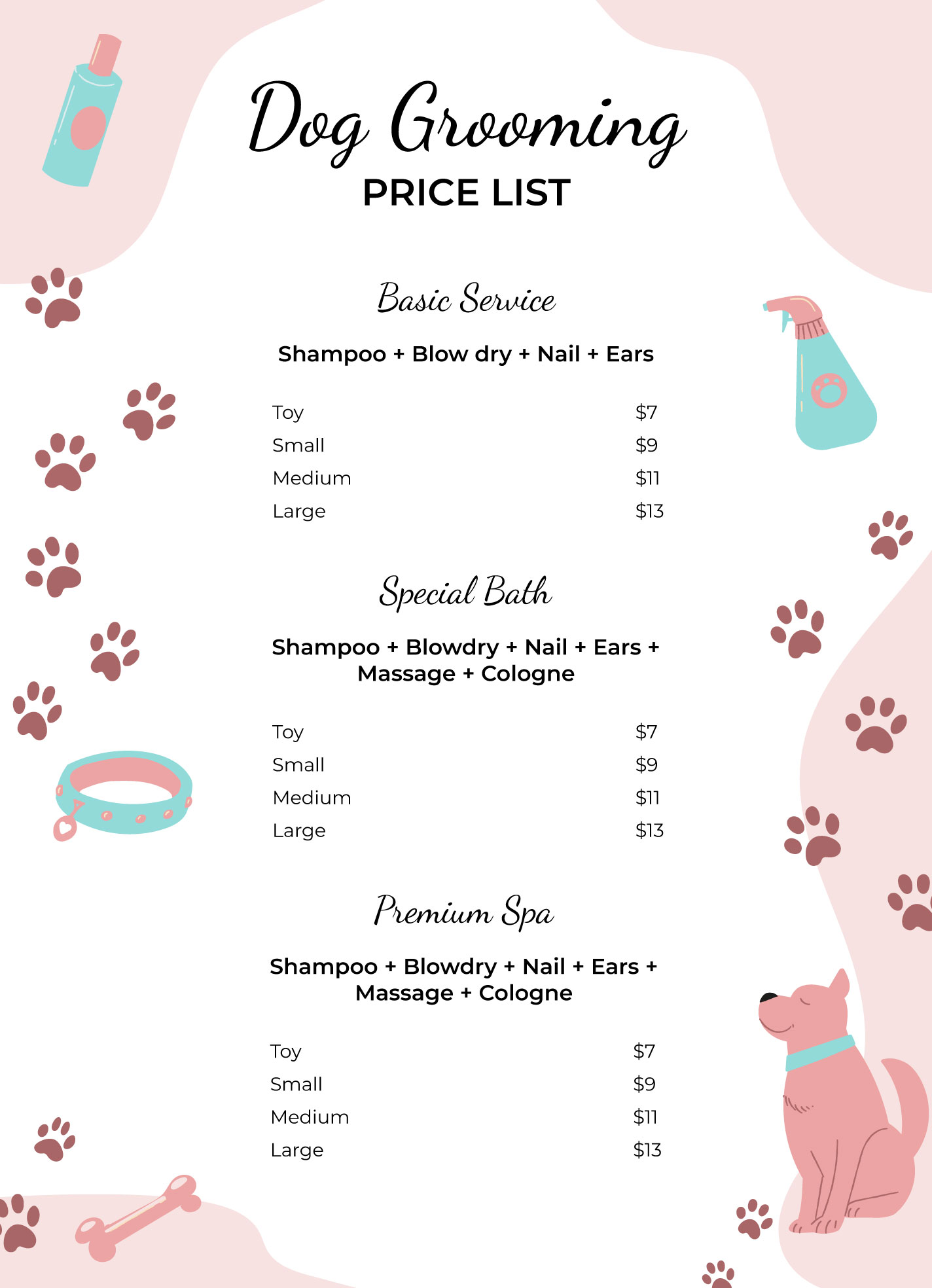 dog pampering services