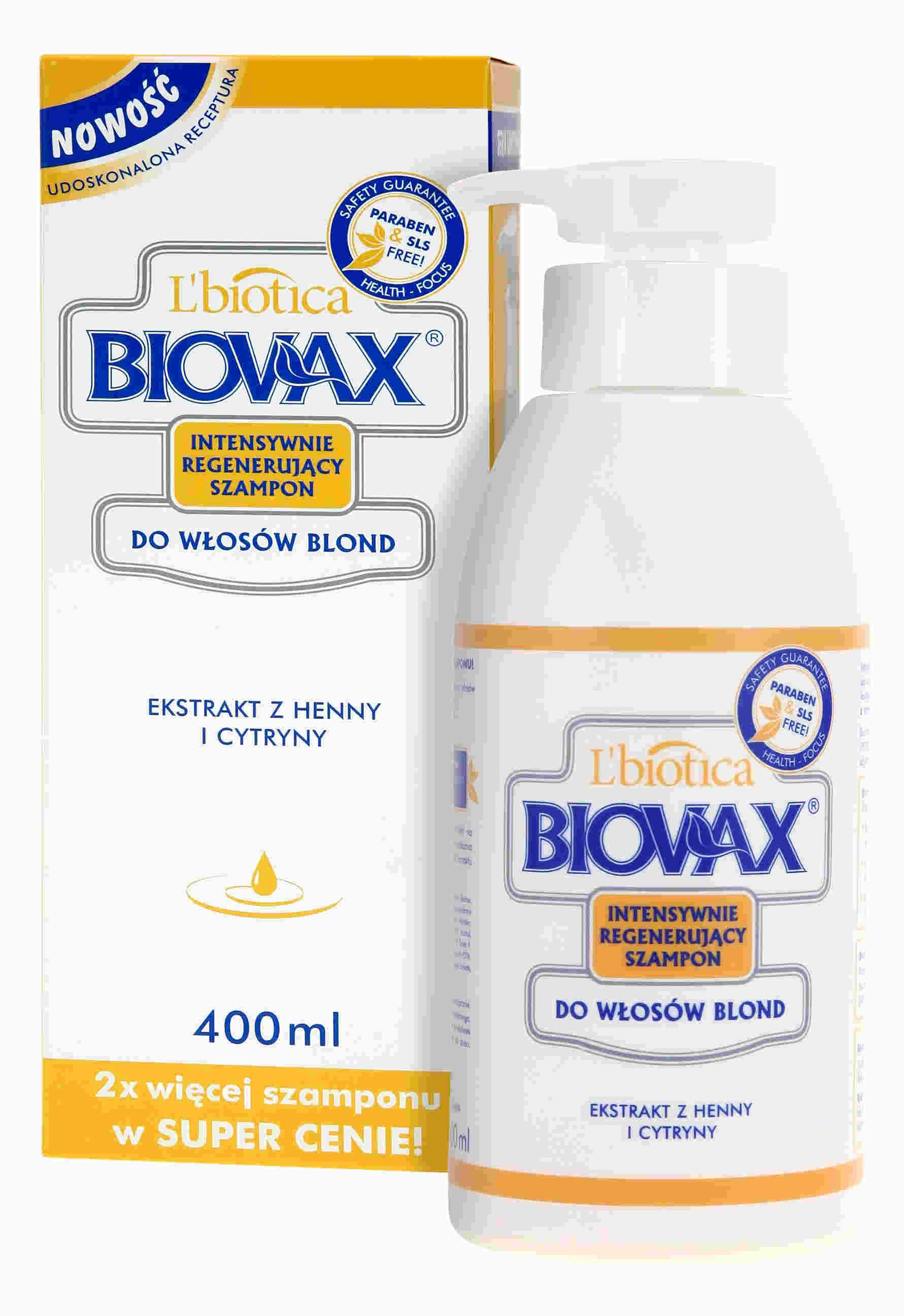 lbiotica biovax szampon do włosów blond 400ml