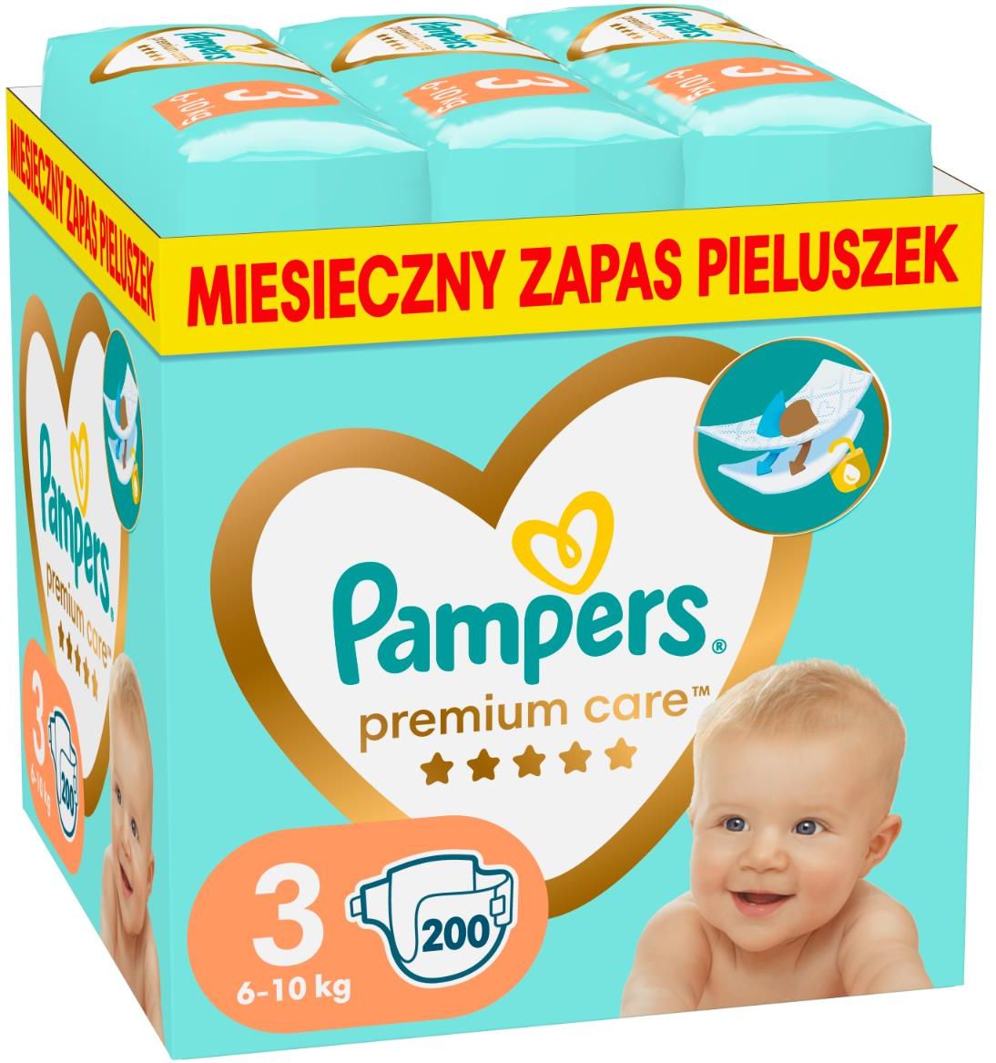 10 sztuk pampers premium care rozmiar 3