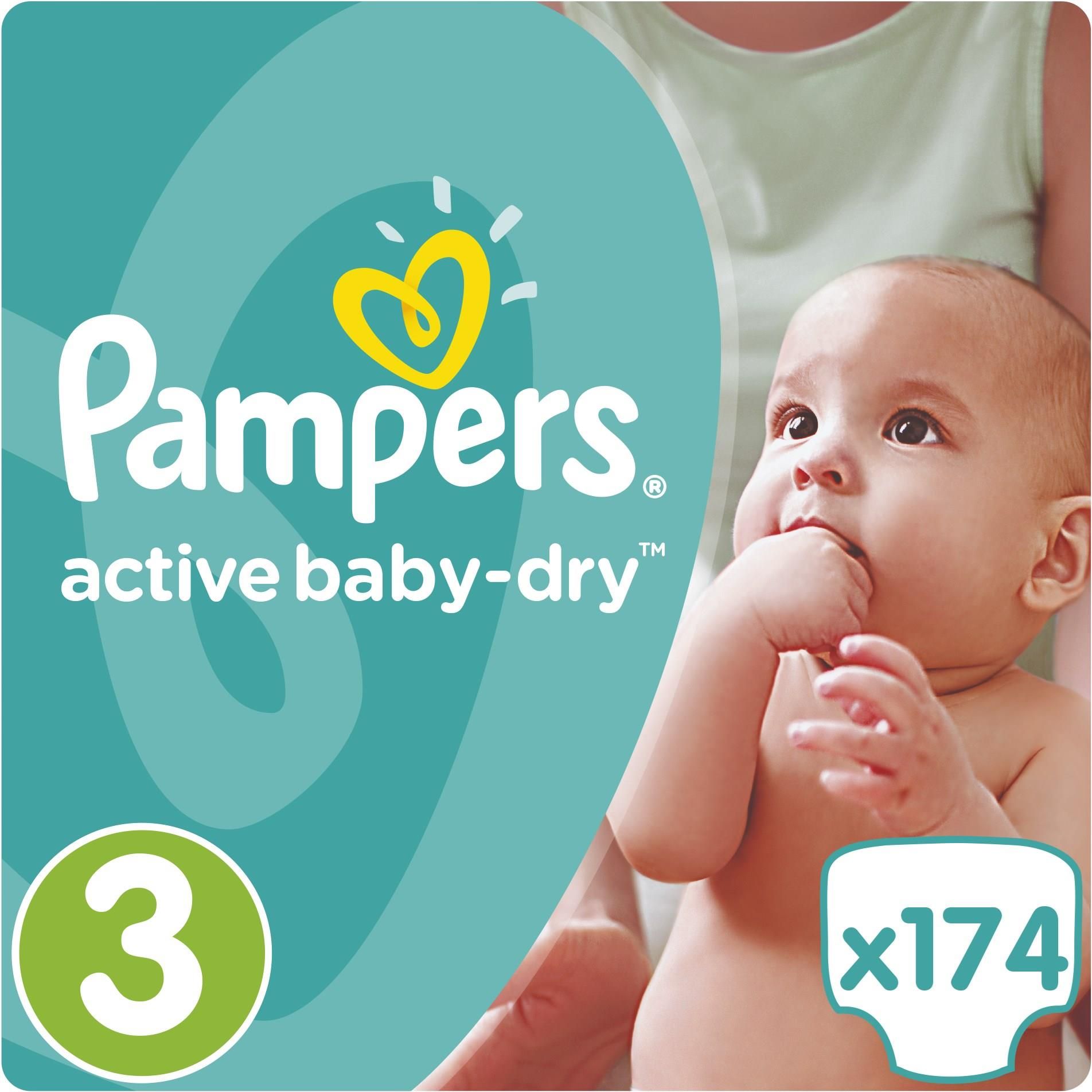 pampers active baby-dry pieluchy jednorazowe rozmiar 3 midi 208 szt