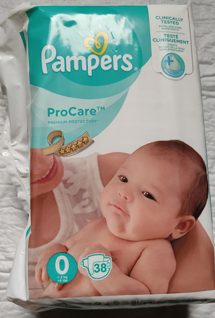 pampers procare pieluchy rozmiar 1 2-5kg 38 sztuk