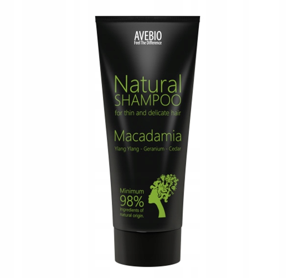 naturalny szampon do włosów z olejem macadamia 200ml marki avebio