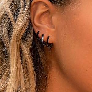 black huggie earrings