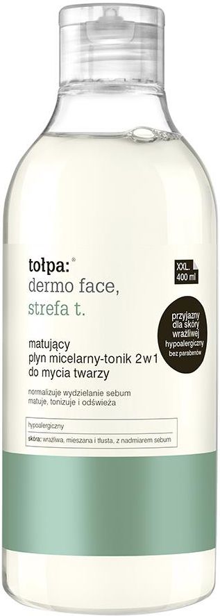 matujący płyn micelarny-tonik 2w1 do mycia twarzy 400ml clean bebeauty