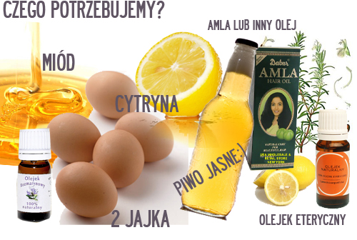 odżywka do włosów jajko olejek rycynowy cytryna