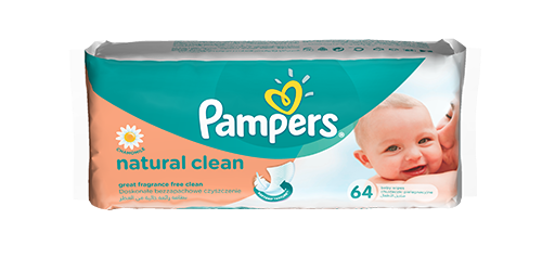 pampers naturally clean chusteczki nawilżane 6 x 64 szt