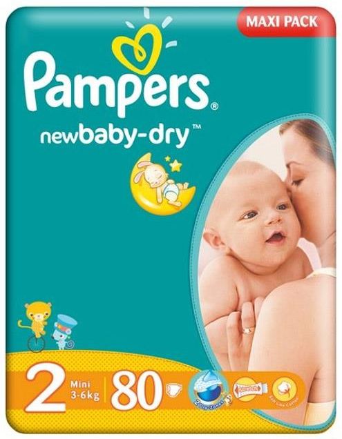 pampers new baby-dry pieluchy 2 mini 3-6 kg 80 szt