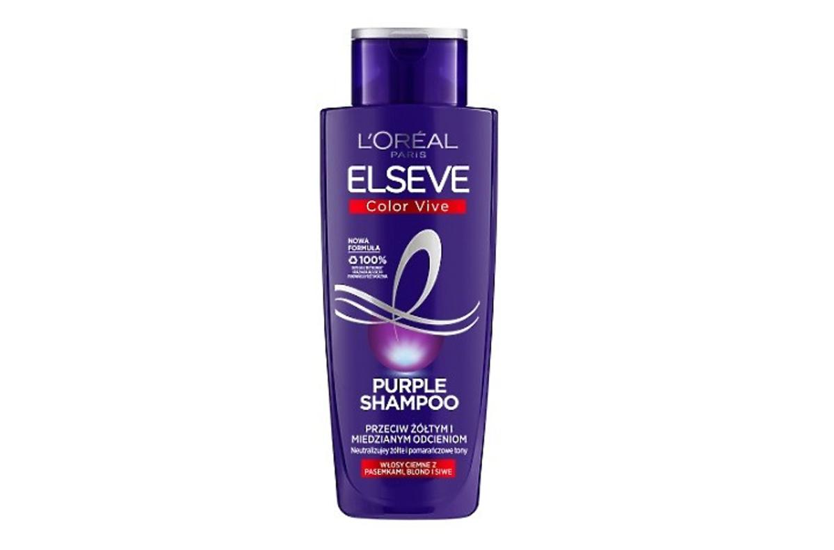 szampon z fioletowym barwnikiem