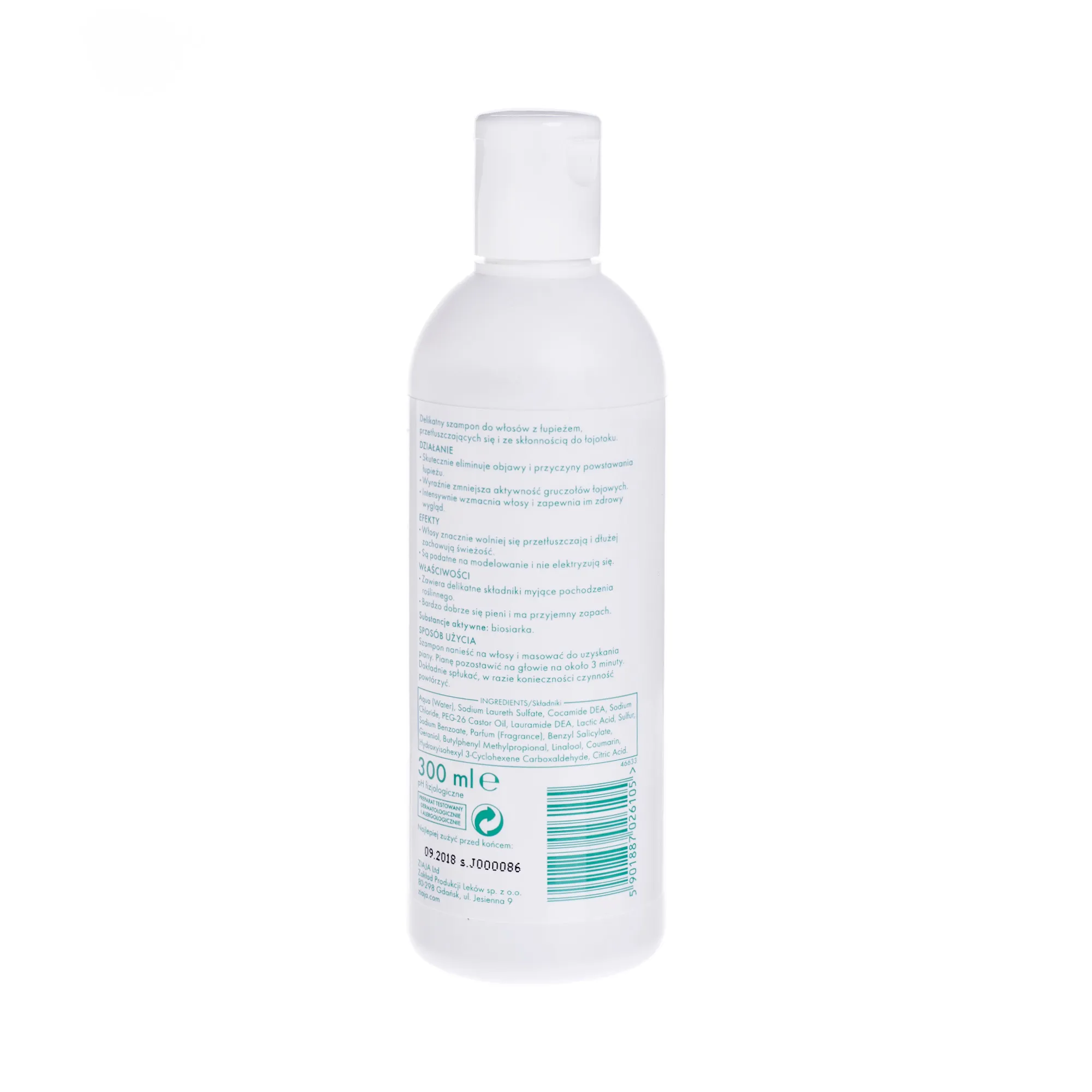 ziaja szampon przeciwłupieżowy biosulfo skład
